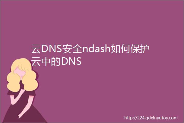 云DNS安全ndash如何保护云中的DNS