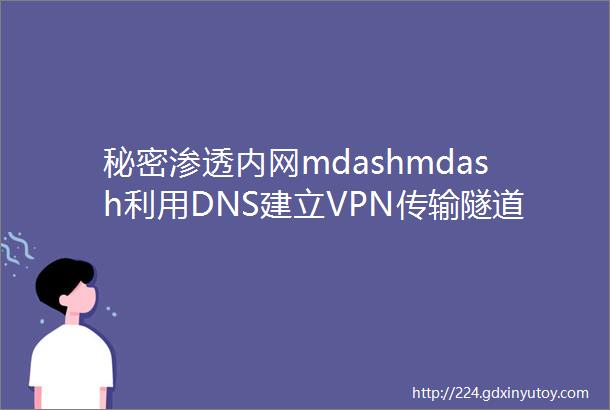 秘密渗透内网mdashmdash利用DNS建立VPN传输隧道